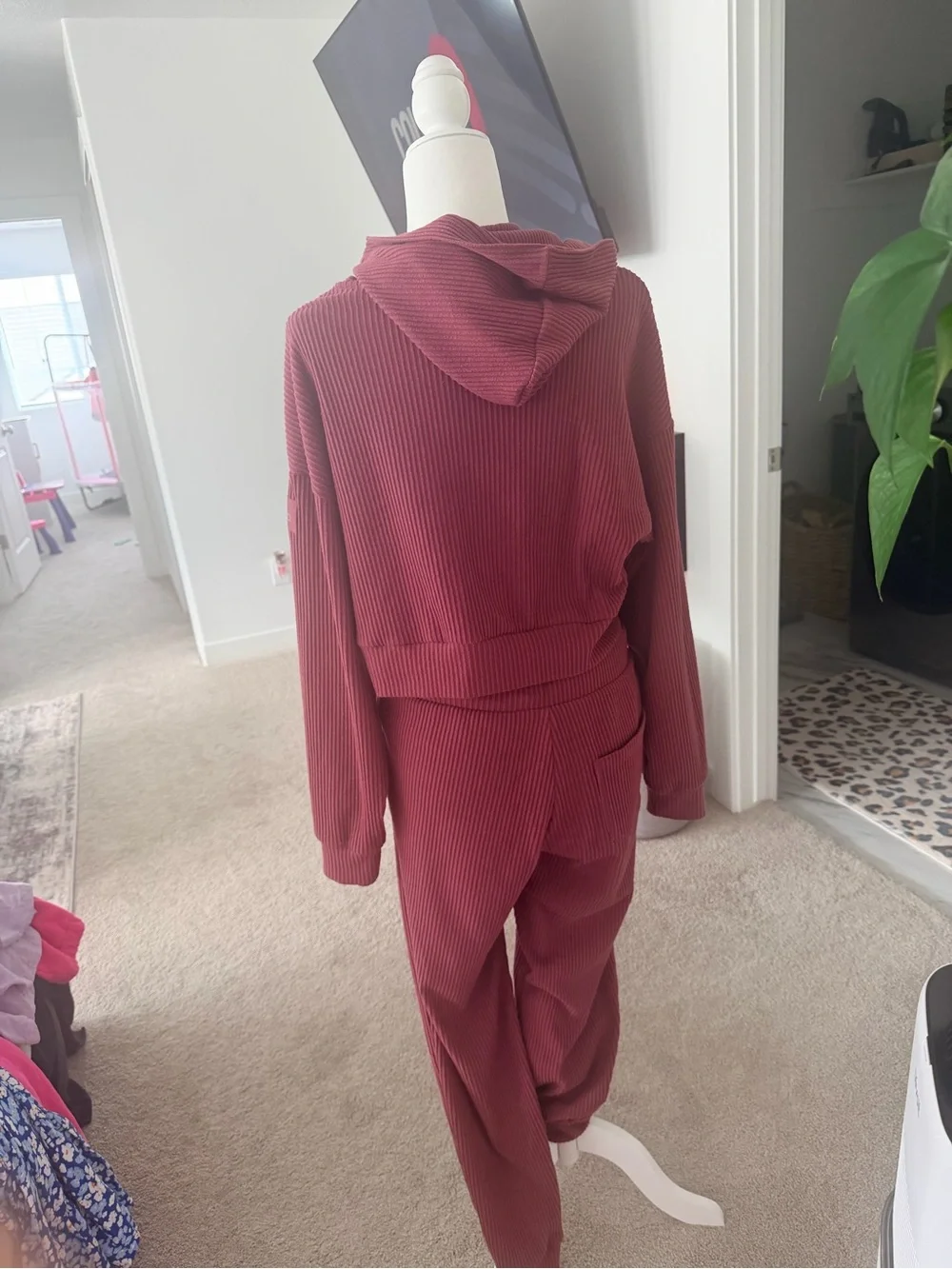 SET!! Alo Yoga Muse Ribbed Hoodie & Pants Set in Mauve